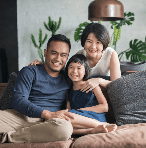 Family at couch